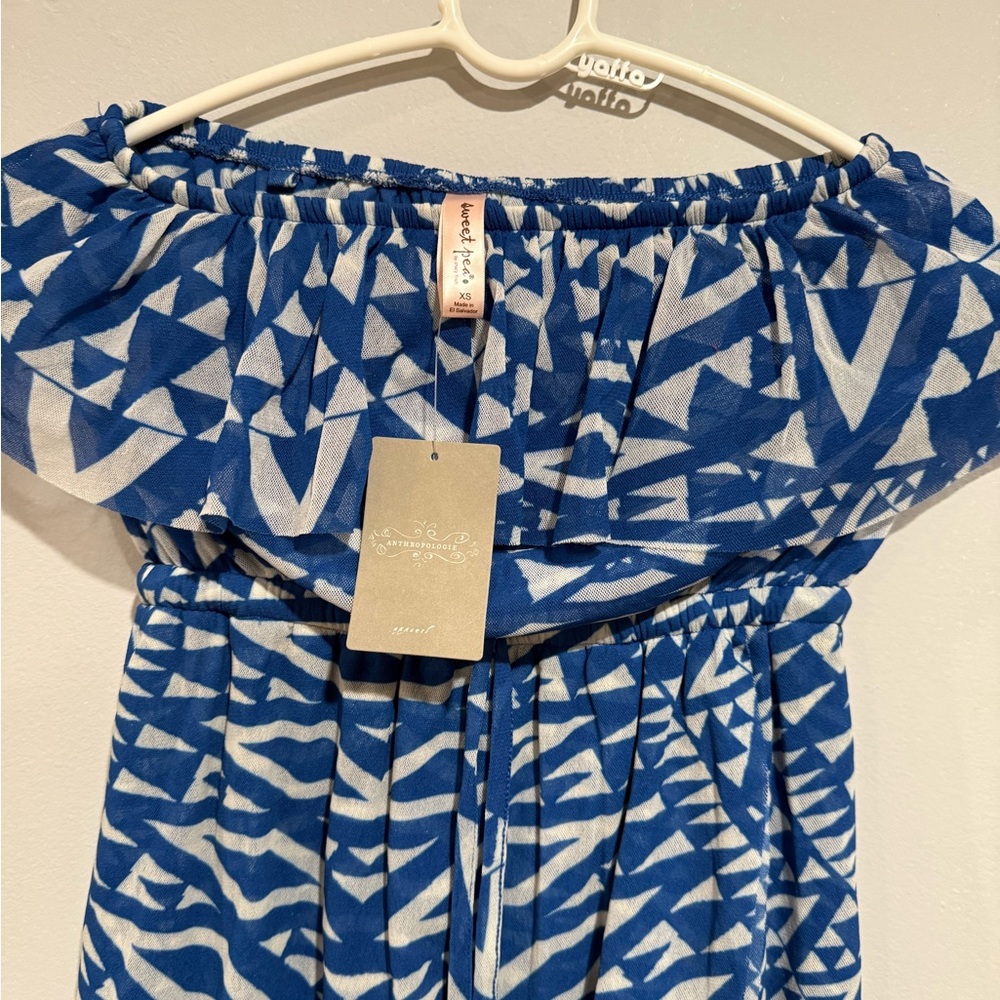 Anthropologie Blue and White Abstract Dress - Picture 6 of 9